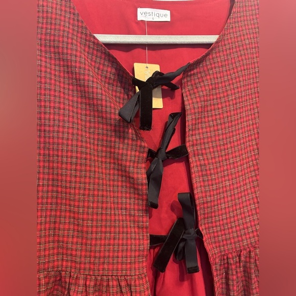 Vestique Hanging Stockings Plaid Holiday Top – NWT Size Small - Picture 6 of 8